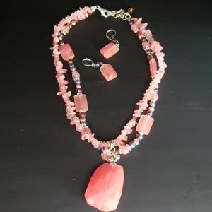 Pink Necklace & Earrings Set